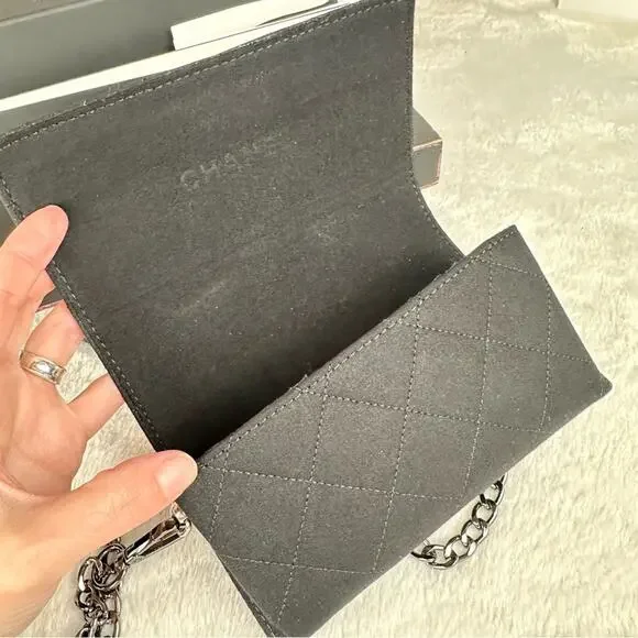 Chanel black canvas cloth sunglass case crossbody - Picture 7 of 11